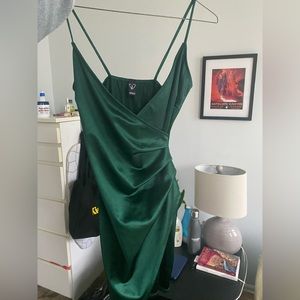 Green silk bodycon dress